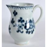 AN 18TH CENTURY LIVERPOOL BLUE AND WHITE BROWNLOW HILL SPARROWBEAK JUG painted with flowers. 3.25ins