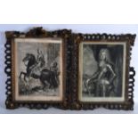 Victorian prints, pair. A nobleman dressed in armour. 1ft 1ins x 9.75ins