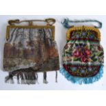 TWO VINTAGE BEADWORK PURSES with gilt metal mounts. (2)