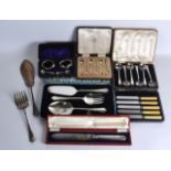 A COLLECTION OF SILVER TEA SPOONS and other flatware etc. (qty)