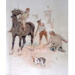 Set of three equestrian prints, 'The Start', 'The Bad Starter' and 'Done to a Turn'. 1ft 10ins x 1ft