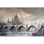 A Victorian engraving depicting London Bridge. 1ft 4ins x 1ft 11ins