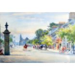 Frank Watson Wood (1862-1953) Watercolour, street scene, signed 1933. 9.75ins x 1ft 2.5ins