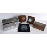 A BOX OF VARIOUS ANTIQUE BOXES including mosaic, a barrel shaped box etc. (qty)