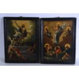 Italian School (18th Century) Oil on board, Pair, Double Sided, 'Religious Scenes'. Image 8ins x