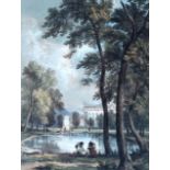 W.Gauci. "The Queen's Palace", print, on stone. 1ft 4ins x 1ft 1ins