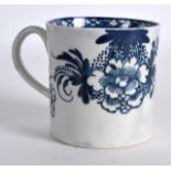 AN 18TH CENTURY LIVERPOOL BLUE AND WHITE BROWNLOW HILL COFFEE CAN painted with the liver bird. 2.