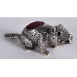 A SILVER 'BEAVER' PIN CUSHION.