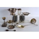 A MIXED GROUP OF SILVER AND SILVER PLATE including a silver ashtray, silver bon bon dish, silver