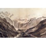 Continental School. Watercolour landscape depicting a ravine. 10ins x 1ft 3ins