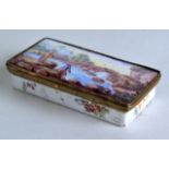 AN 18TH CENTURY EUROPEAN ENAMEL SNUFF BOX painted with a panel of figures fishing, decorated to