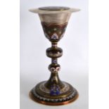 A VERY RARE 19TH/20TH CENTURY CHINESE CLOISONNE ENAMEL AND SILVER COMMUNION GOBLET presented to