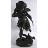 Jean Antoine Houdon (1741-1828) A large antique bronze figure of cupid, modelled holding a bow.
