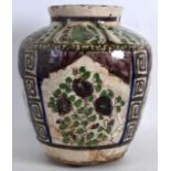 A 19TH CENTURY PERSIAN POTTERY VASE painted with floral sprays and motifs. 9.5ins high.