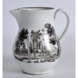AN 18TH CENTURY WORCESTER SPARROWBEAK JUG printed in sepia with landscapes. 3.25ins high.