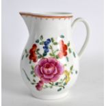 AN 18TH CENTURY WORCESTER PORCELAIN SPARROWBEAK JUG painted with flowers under a dot & line