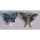 TWO SILVER AND ENAMEL BUG BROOCHES & PENDANTS. (2)