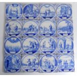 A COLLECTION OF 17TH/18TH CENTURY DUTCH BLUE AND WHITE TILES painted with figures in classical