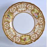 AN EARLY 20TH CENTURY ROYAL DOULTON PLATE painted with raised gilt panels of figures. 10.25ins