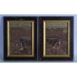 A PAIR OF 19TH CENTURY INDIAN ILLUMINATED MANUSCRIPTS depicting figures courting within an interior.