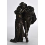 A 19TH CENTURY EUROPEAN BRONZE FIGURAL GROUP depicting a courting male and female holding hands. 5.