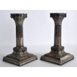 A GOOD PAIR OF 19TH CENTURY ENGLISH SILVER PLATED CANDLESTICKS by James Dixon & Son, modelled in the