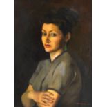 Anne Ratkowski (1903-1997) Oil on canvas, 'Self Portrait'. Image 61cm x 46cm .