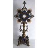 A FINE AND EXTREMELY LARGE 19TH CENTURY CONTINENTAL SILVER RELIGIOUS ORNAMENT inset with diamond and