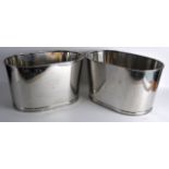 A PAIR OF SILVER PLATED CHAMPAGNE BATHS. 1Ft 5ins wide.