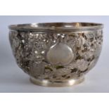 A GOOD 19TH CENTURY CHINESE EXPORT PIERCED SILVER BOWL by Wo Shing, decorated with a dragon pursuing