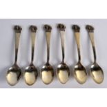 A SET OF SIX EARLY 20TH CENTURY THAI STERLING SILVER TEA SPOONS. (6)