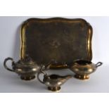 A FINE 19TH CENTURY FRENCH SILVER GILT TEASET ON STAND by Louis Aucoc Aine, with finely formed