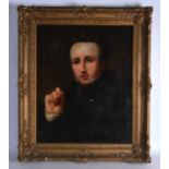 ENGLISH SCHOOL, Oil on Canvas, Portrait of a gentleman, half length in a black cloak and linen