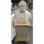 A GOOD 19TH CENTURY ITALIAN CARVED EUROPEAN MARBLE BUST OF A MALE boldly modelled, upon an ormolu
