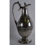 AN INTERESTING LATE 19TH CENTURY WHITE METAL EWER inscribed with 'First in Three paperchase,