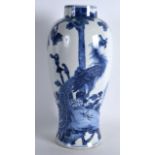 A 19TH CENTURY CHINESE BLUE AND WHITE BALUSTER VASE painted with a hoho bird standing within a