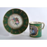 AN 18TH CENTURY SEVRES PORCELAIN CABINET CUP AND SAUCER painted with a portrait of a sleeping