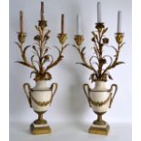 A SUPERB PAIR OF 19TH CENTURY FRENCH ORMOLU AND WHITE MARBLE URNS by Eugene Bazart of Paris,