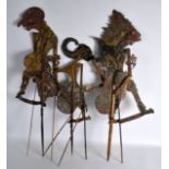 A GROUP OF THREE 19TH CENTURY SOUTH EAST ASIAN SHADOW PUPPETS. (3)