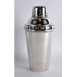 AN ART DECO SILVER PLATED COCKTAIL SHAKER by James Dixon & Sons. 8.25ins high.