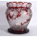 A GOOD 19TH CENTURY BOHEMIAN RUBY GLASS BOWL engraved all over with figures, berries and vines. 9.