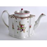 A GOOD 19TH CENTURY NEW HALL TEAPOT AND COVER painted with pattern 195. 10ins wide.