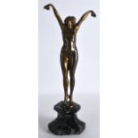 A LOVELY FRENCH BRONZE ART NOUVEAU COLD PAINTED BRONZE FIGURE OF A NUDE FEMALE modelled with arms