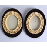 A RARE PAIR OF LATE 19TH CENTURY CHINESE CANTON IVORY AND TORTOISESHELL PHOTOGRAPH FRAMES carved