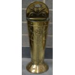 AN ART NOUVEAU BRASS STICK STAND in the manner of Benson. 3Ft 6ins high.