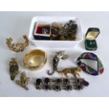 A COLLECTION OF VARIOUS JEWELLERY including a white metal and shell sea horse. (qty)