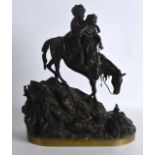 A FINE 19TH CENTURY RUSSIAN BRONZE FIGURE OF A MALE AND FEMALE ON HORSEBACK Fabr. Woerffel