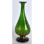 A LATE 19TH CENTURY BOHEMIAN GREEN GLASS VASE highlighted in gilt with flowers. 7.75ins high.