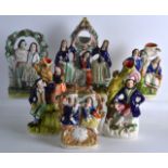 A GROUP OF SIX 19TH CENTURY STAFFORDSHIRE FIGURAL GROUPS of varying designs and sizes. (6)