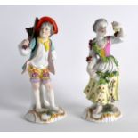 A PAIR OF 19TH CENTURY SAMSONS OF PARIS PORCELAIN FIGURES in the Derby style, modelled in floral